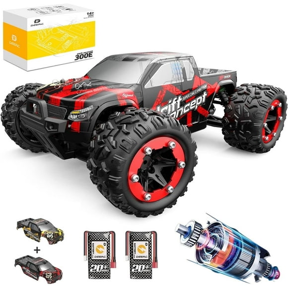 Brushless RC Cars for Adults Fast 40+ MPH, Hobby Electric Powered High Speed RC Truck, 4x4 All Terrain Offroad with 2 Batteries & Shells