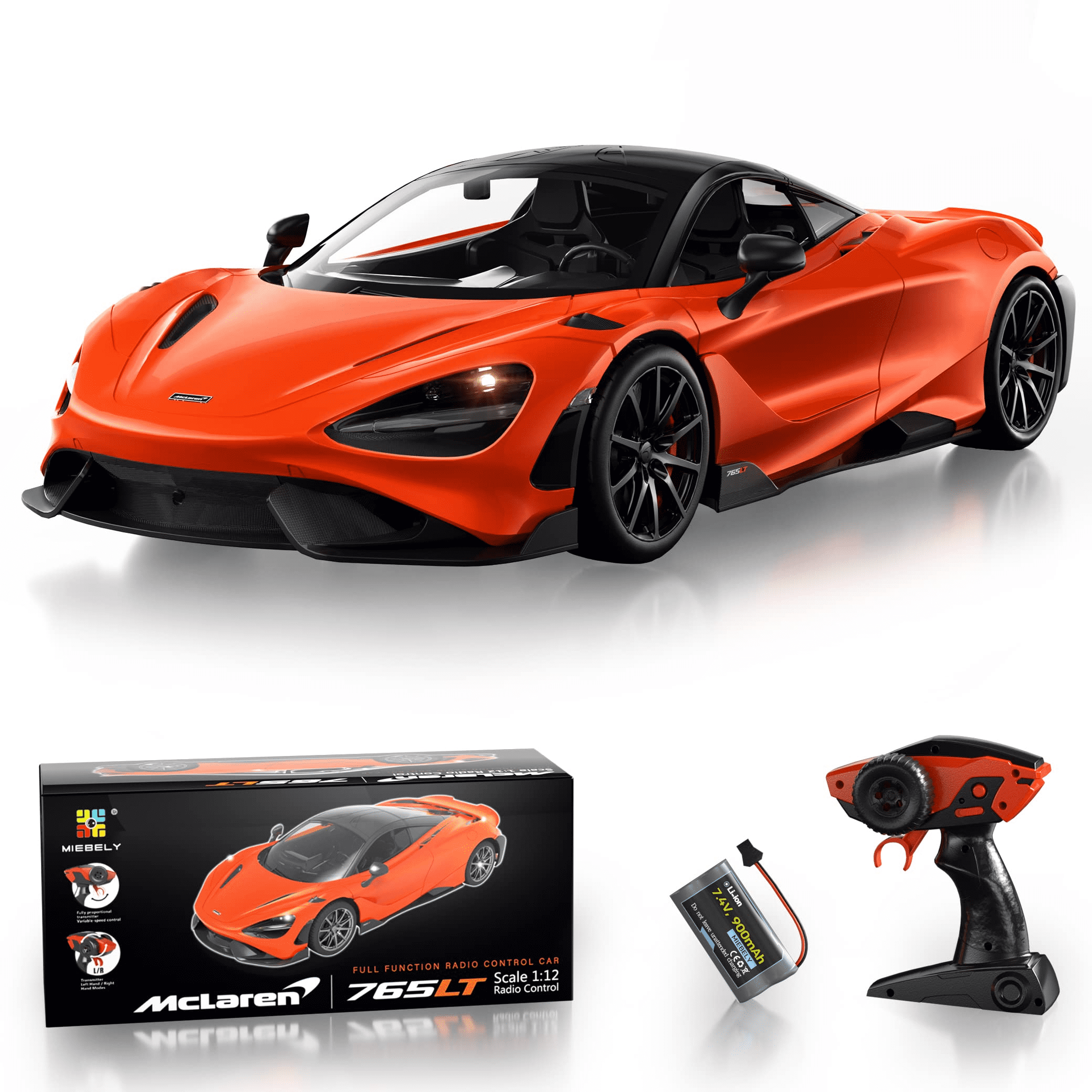 McLaren 1/12 Scale RC Car, 900mAh, 12km/h, Headlight, Gift