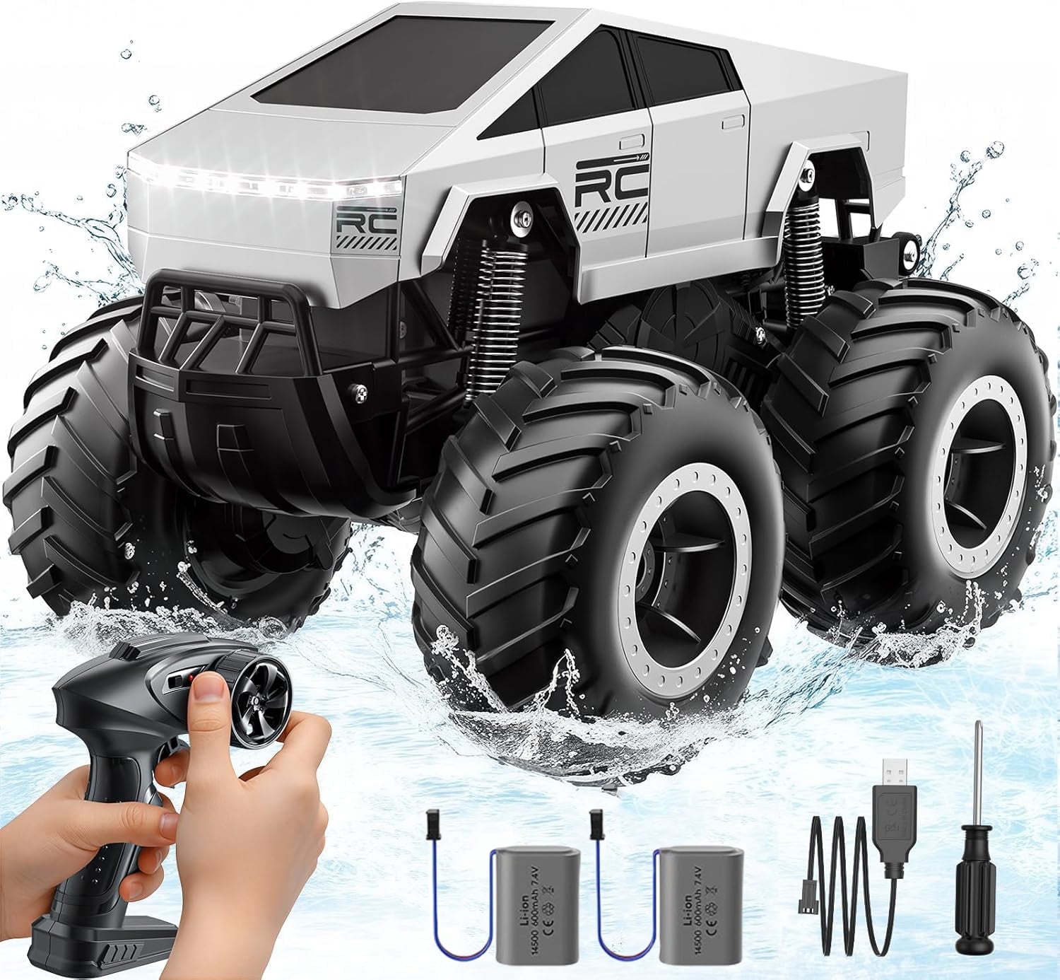 Remote Control Car Off-Road Pick-up Truck, 4WD Waterproof RC Monster Trucks Toy RC Cars for All Terrain, 1:16 Scale 2.4GHz Vehicles Kids Christmas Birthday Gifts for Boys/Girl