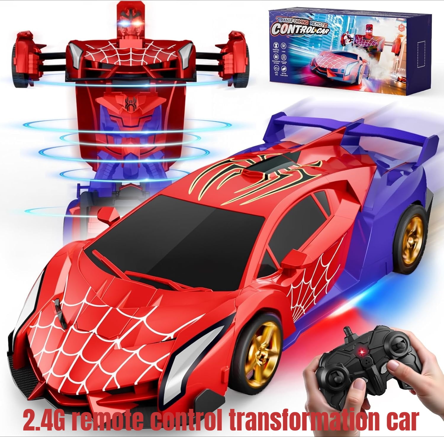 Remote Control Car One Button Deformation, Fast 360 ° Rotation Robot Toys Birthday Gifts 2.4GHz