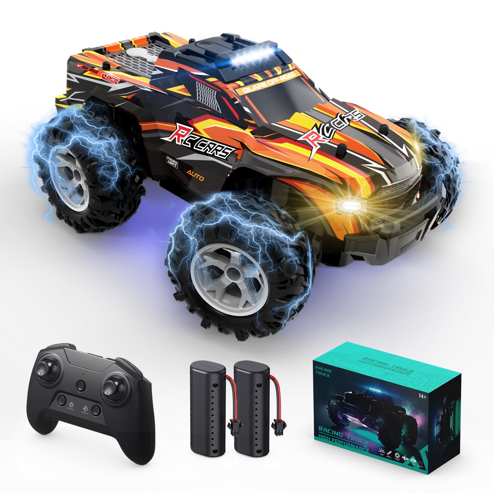 Goutoday Remote Control Car, 4WD RC Monster Truck with LED Lights ...