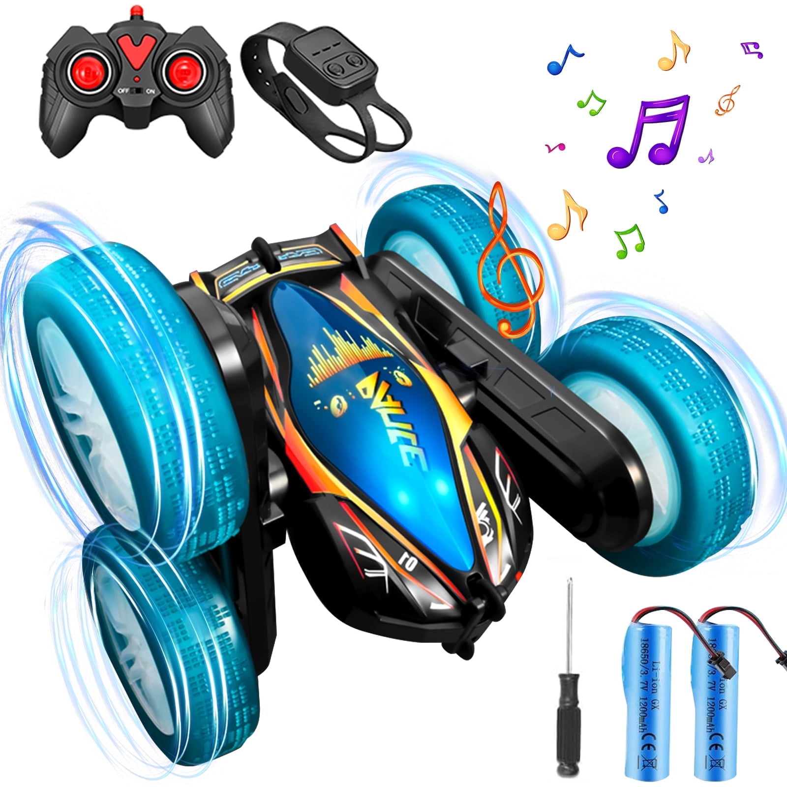 Remote Control Car RC Cars, 2.4 Ghz Stunt Toy Car with Headlights Wheel ...
