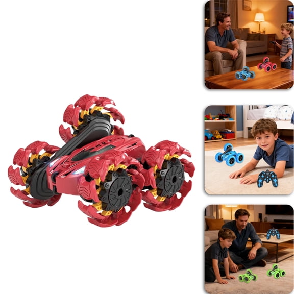 Remote Control Car, RC Cars 2.4GHz Double Sided 360Rotating 4WD Stunt RC Car(Red)