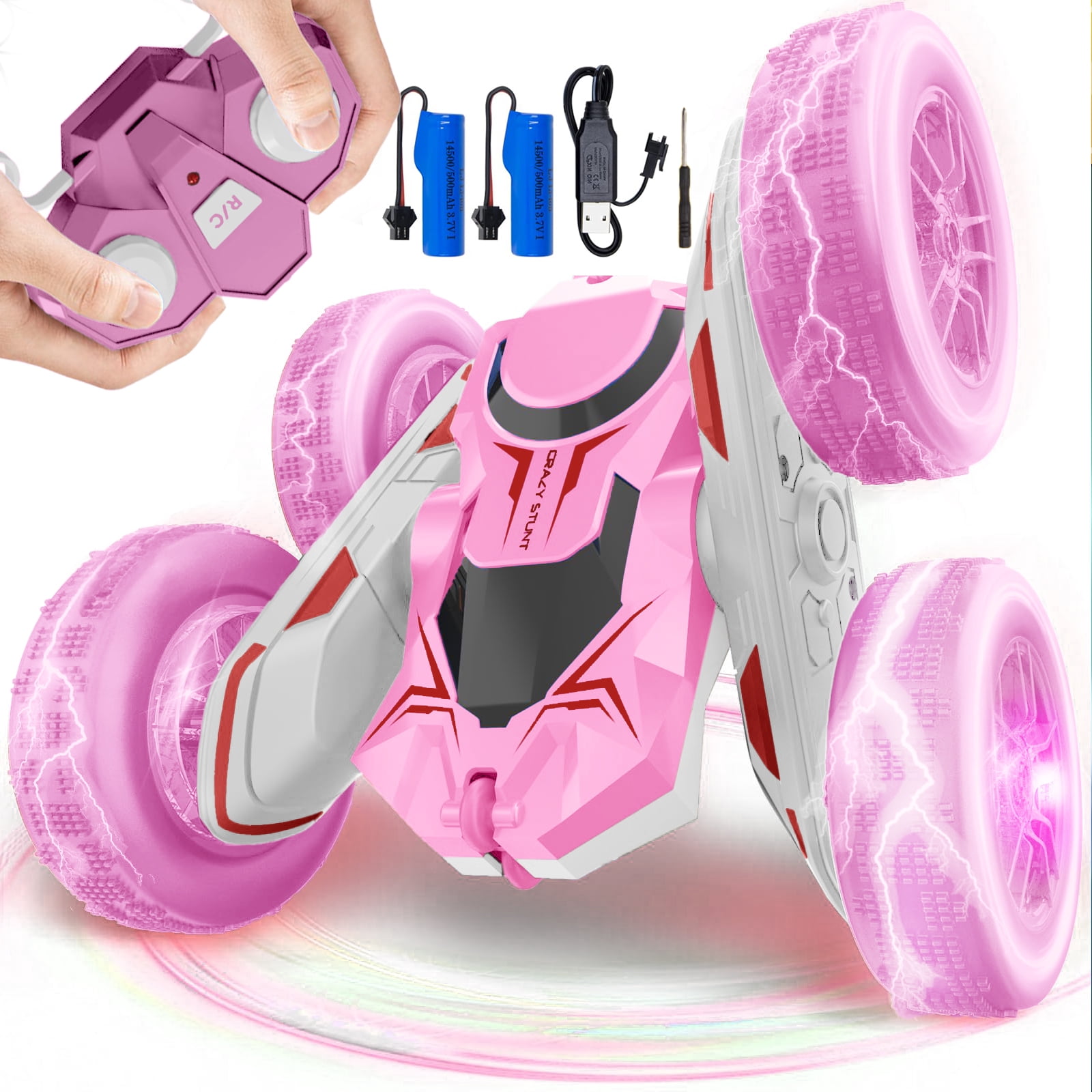 PayUSD RC Cars, Pink Remote Control Car for Girls, 2.4 GHZ Double Sided