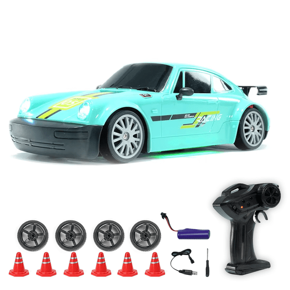 Remote Control Car RC Drift Car, 1/20 Scale 4WD 20KM/H High Speed Racing Vehicle with LED Lights, 130 Motor & Drift Tires, 2.4G RC Cars for Adults, FQD13 Green
