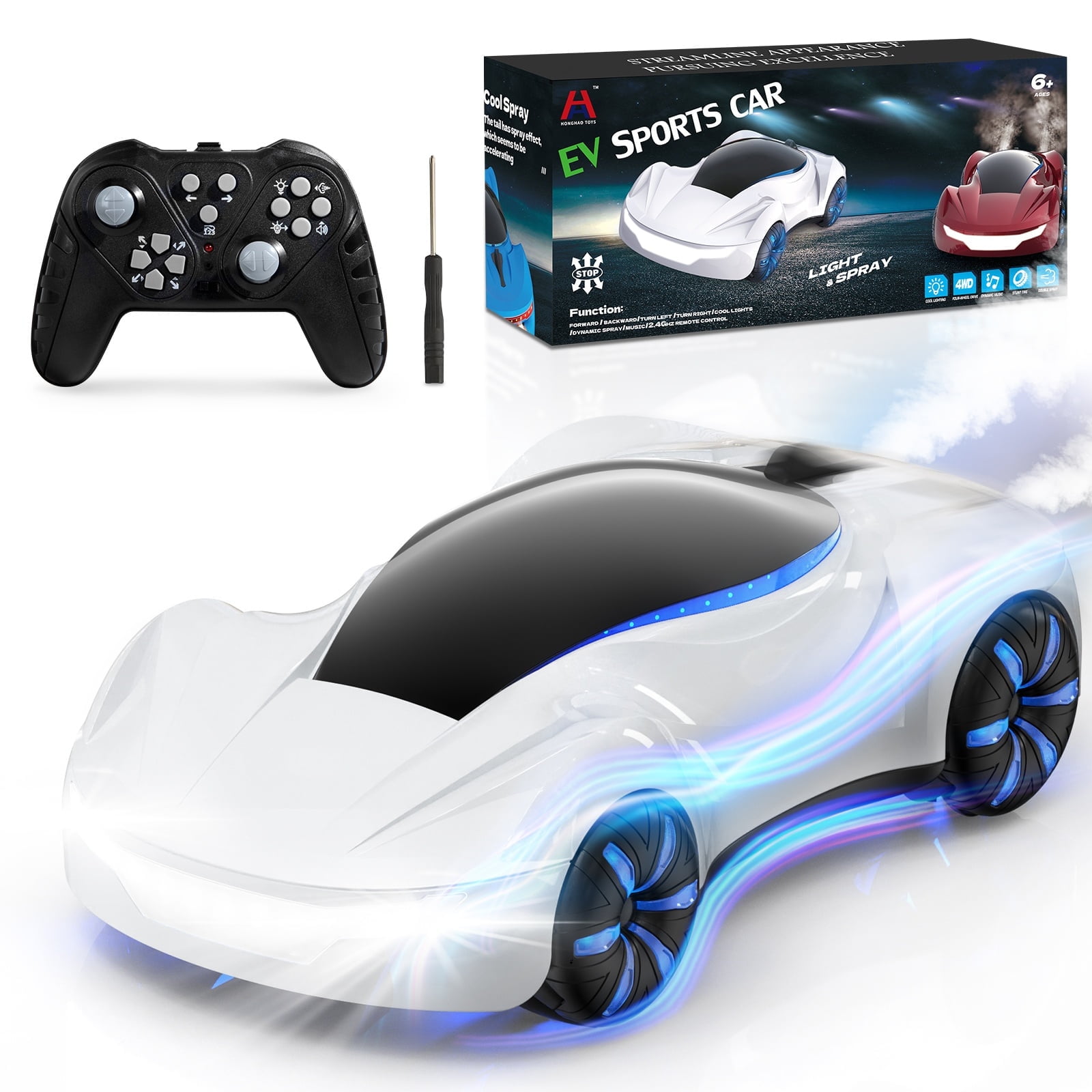 Remote Control Car RC Drift Car 2.4GHz 1:24 Scale 4WD 15KM/H High-Speed Model Vehicle with LED Lights Drifting Tire Racing Sport Toy Car for Adults Boys Girls Kids Gift