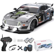 Remote Control Car RC Drift Car 2.4GHz High Speed Vehicle with LED Lights and Spray, Extra Drifting Tires Racing Toys Gifts for Kids, 2 Batteries