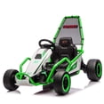 thumbnail image 1 of 24V 8.5 MPH Electric Go Kart for Kids, 400W Powerful Drift Kart w/ Front EVA Wheel & Metal Frame, Ride on Toy w/ Music & Lights, Suspension, 2 Speed, 5 Point Harness, Crazy Cart for Ages 6+, Green, 1 of 7