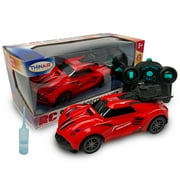 Hyper Drive RC Smoke Screen Racer - Red - Light-Up Remote Control Car, Spraying Vapor Mist, Toy Vehicle Performs Stunts & Tricks, 2.4 GHz, Kids 5+
