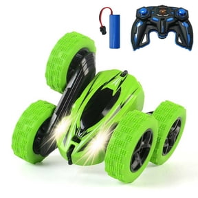Remote Control Car Stunt RC Cars, RC Cars Stunt Car Toy 2.4Ghz Double Sided 360° Rotating RC Crawler with Headlights, 4WD off Road Drift RC Race Car Toy for Boys Girls Aged 6-12 Green