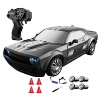 Remote Control Car Toy , 1 Remote Controller With 4 Traffic Cones 8 Tires 1 Screwdriver 1 Charging Cable, Black Rc Car With Cool Lights For Boys Girls Indoor Outdoor Play