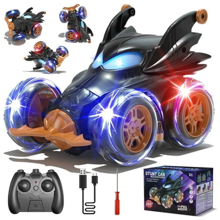 Remote Control Car, RC Cars for Kids 5 6 7 8 9 10 Year Old, 360° Ratation RC Monster Truck Toys with Cool Lights, 2.4Ghz Fast Stunt for Kids Outdoor Toys