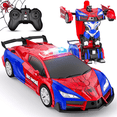 thumbnail image 1 of Remote Control Car Transforms into Robot with One Button – 2.4GHz 360° Rotating Police Car with Lights, 1:18 Scale Toy for Kids 4-7 6-8 8-12, 1 of 9