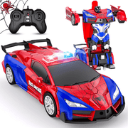 Remote Control Car Transforms into Robot with One Button   2.4GHz 360  Rotating Police Car with Lights, 118 Scale Toy for Kids 4-7 6-8 8-12