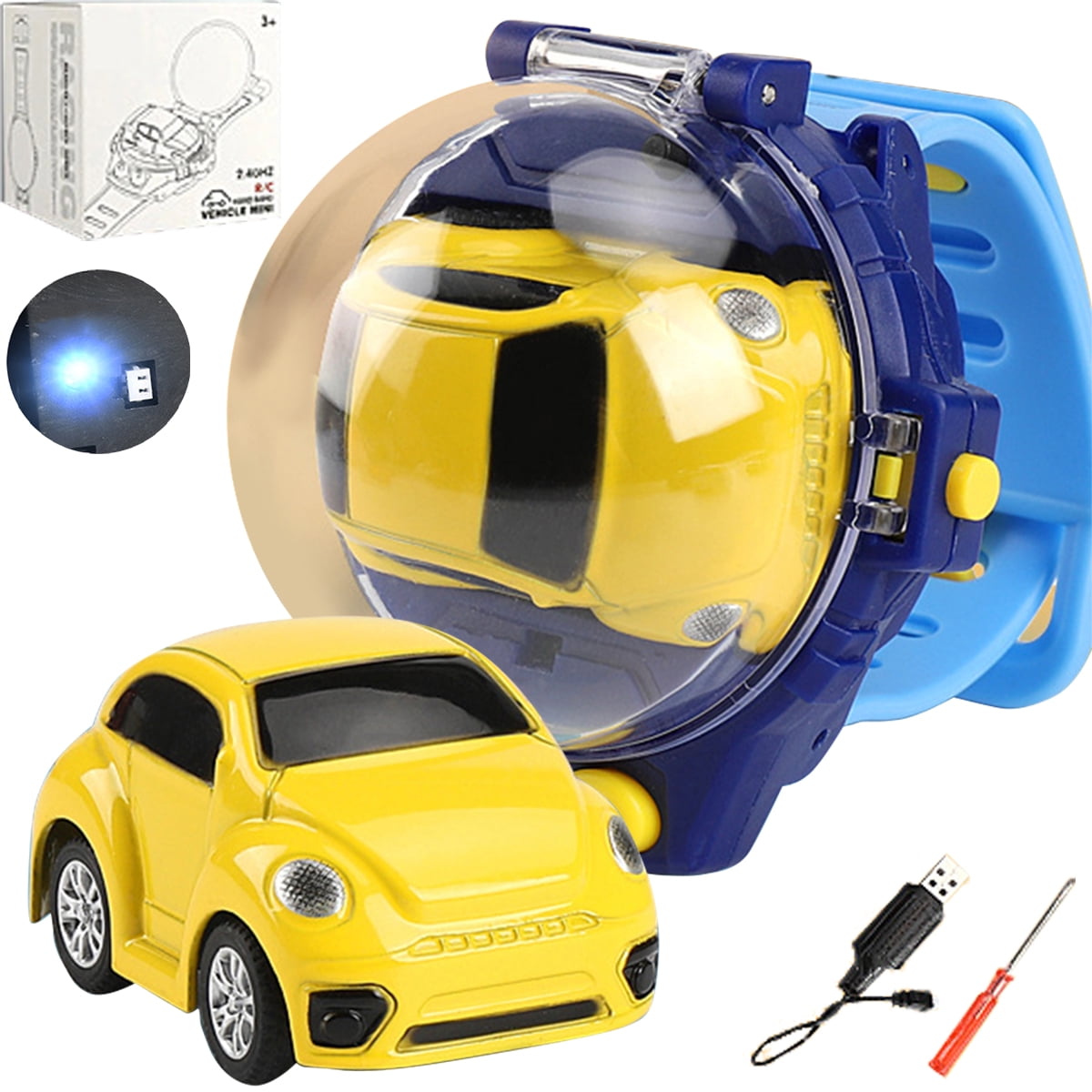 Remote Control Car Watch Toys 2.4 GHz RC Small Car Analog Watch USB Chargeable 2.4Ghz Wrist