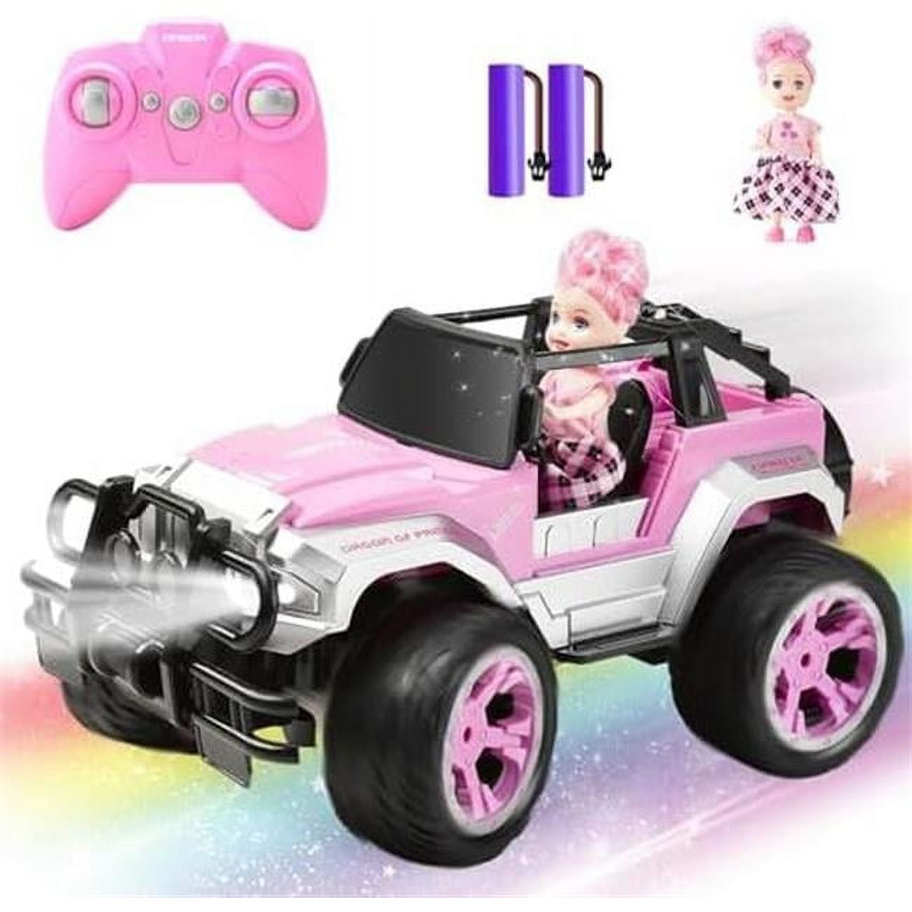 Remote Control Car for Girls 160 mins Pink Race Car with Doll