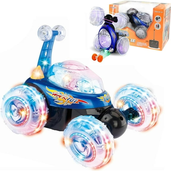 Remote Control Car for Kids: Invincible Tornado, Radio Control Stunt Vehicle with Rechargeable Battery (Blue)