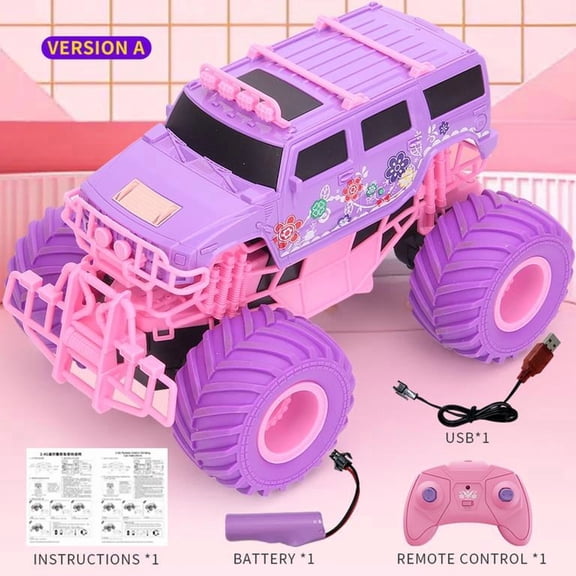 Remote Control Car with Big Wheels, 2.4GHz All Terrain RC Off-Road Vehicle, Anti-Collision Protection, Strong Grip Rubber Tires for Kids Gift