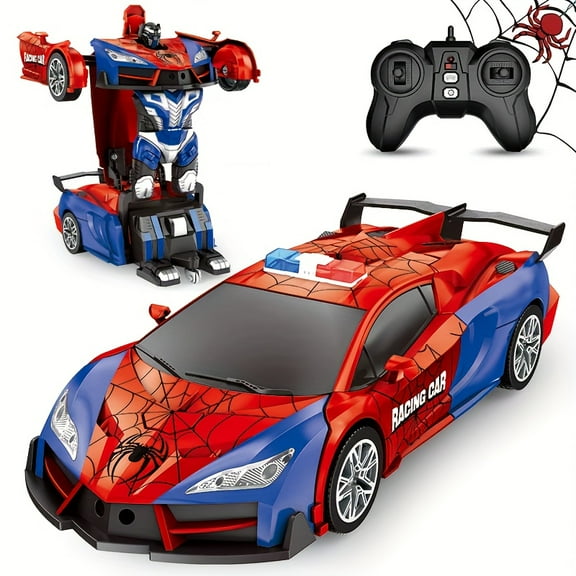 Remote Control Car with One-Click Transform, 2.4GHz Rechargeable 360 Rotating Robot Toy
