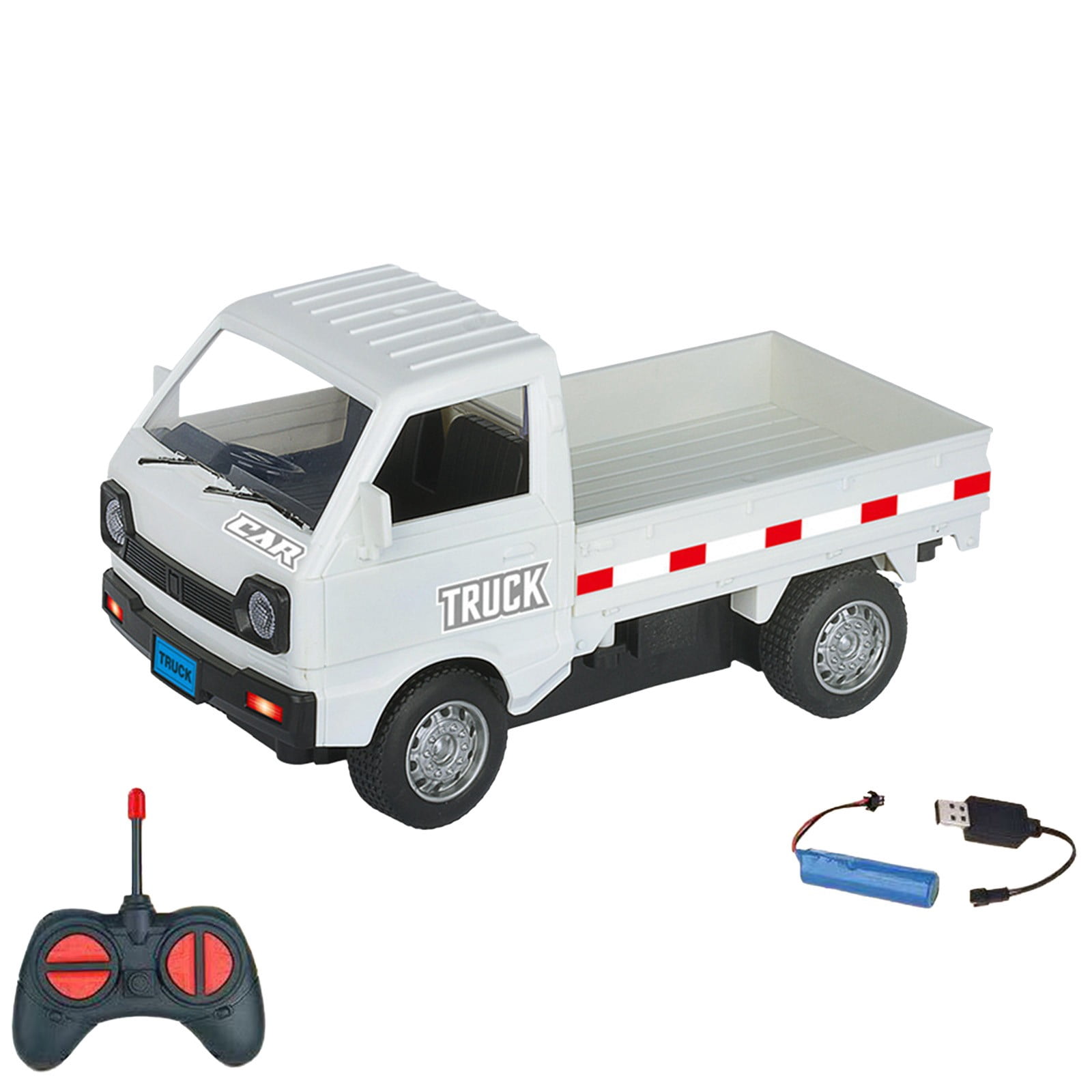 Remote Control Cargo Truck, Drift Car Model with LED Lights, Four-Wheel Drive Electric Toy Vehicle for 4-5 Years (7.08x3.74x3.34in)