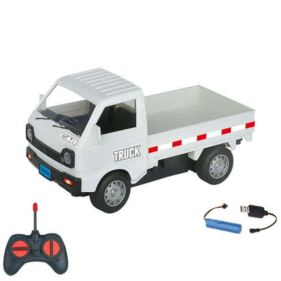 Remote Control Cargo Truck, Drift Car Model with LED Lights, Four-Wheel Drive Electric Toy Vehicle for 4-5 Years (7.08x3.74x3.34in)