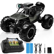 Remote Control Cars with Camera-HD,118 Monster Truck Toys,2.4GHZ Off Road RC Car for Kids Adults,HD Display,Two Batteries 40Minute Battery Life,Alloy Body;Makes a Great Birthday Present for Boys