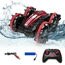 Remote Control Cars, RC Boat & Sonic 2 Toys, 4WD Off Road Car Stunt 2.4GHz Land Water 2 in 1 Remote Control, RC Cars for Kids Boys-Red