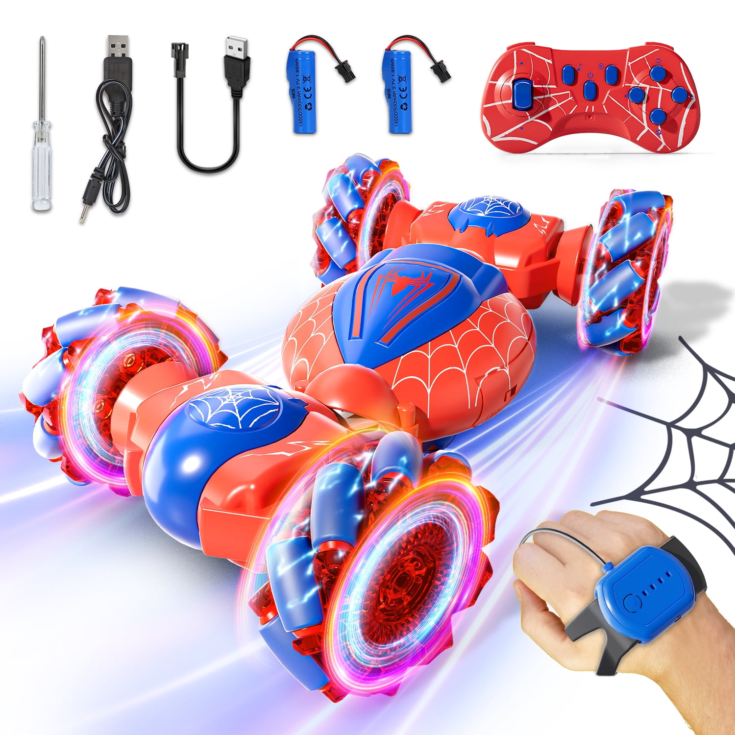 Remote Control Cars, RC Car with Gesture Sensing, 360 Rotating 4WD with Light & Music, 2.4Ghz Hand Controlled Car, Toy Car Gifts for Boys Age 8 12