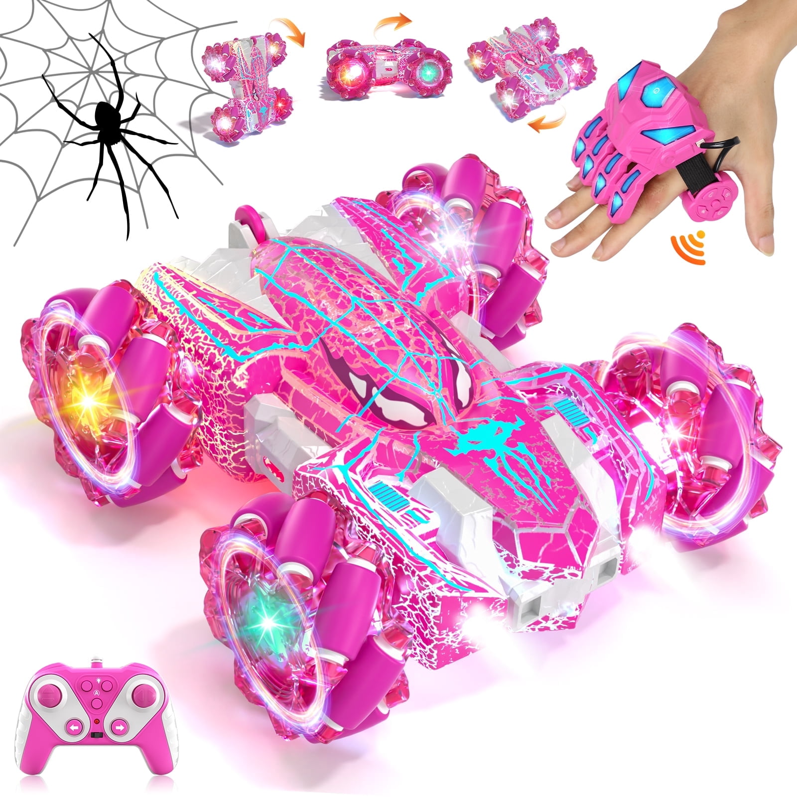 Remote Control Cars, RC Cars Toys for 5 6 7 8 9 10 Year Old Boys Girls, Gesture Sensing RC Stunt Car, Double Sided Race Car with Cool Lights for Boys Kids Age 8-12 Outdoor Toys Birthday Gifts
