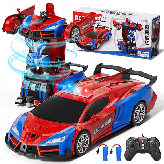Remote Control Cars, Spider Transform RC Cars, Transforming Toys with Cool Light, 360 Rotation One Button Deformation Car Toy, Birthday Gifts for Boys 5-7 8-12 Years Old