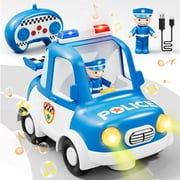 Remote Control Cars for Toddlers, Remote Control Toys with Lights & Music, Rechargeable RC Cars for Toddler Toys 2-3, Police Car Toy for 2 Year Old Boy, RC Car Toys, 2 3 4 Year Old Boy Toys
