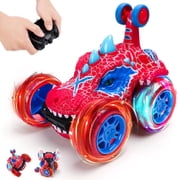Remote Control Cars Toys for 3-8 Year Old Boys Gift, Dinosaur Toys for Boys Aged 3-5-6-10 Outdoor Garden Toy Gifts for 3-8 Year Old Monster Trucks 360  Flips Stunt Car with Lighting Wheels