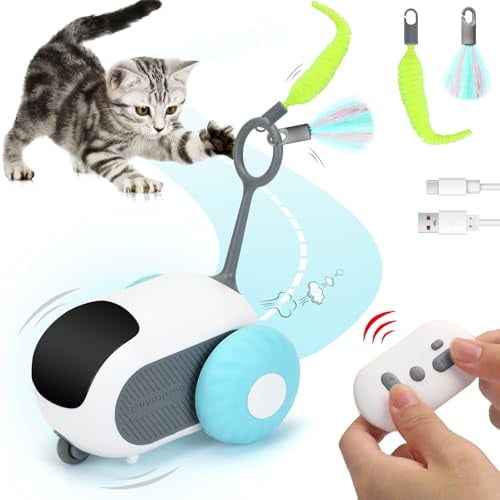 Remote Control Cat Toy with 2 Modes,Interactive Cat Toys for Indoor Cats,Automatic Smart Obstacle Avoidance Cat Toy,Electronic Cat Toys for Bored Indoor Adult Cats (Blue)