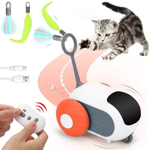 Remote Control Cat Toy with 2 Modes,Interactive Cat Toys for Indoor Cats,Automatic Smart Obstacle Avoidance Cat Toy,Electronic Cat Toys for Bored Indoor Adult Cats (Red)