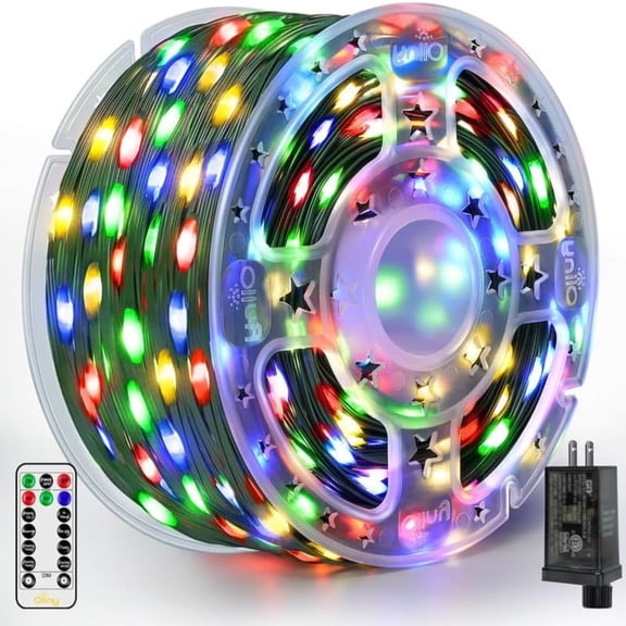 D.FAMILY Remote Control Christmas Tree Lights,98FT Green Wire Starry LED Fairy Lights