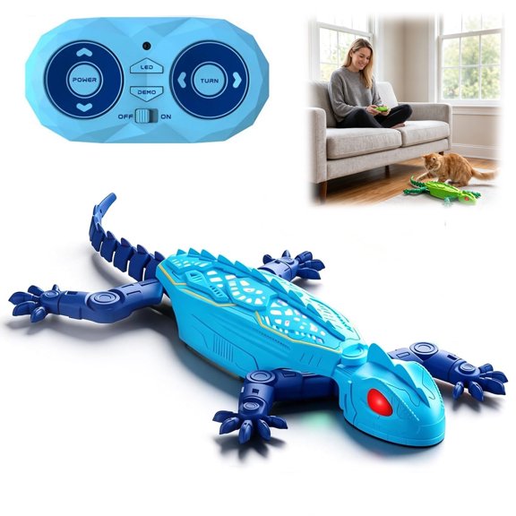 Remote Control Climbing Gecko Cat Toy, Gecko Cat Toy Climbs Walls, Interactive Pet Toy for Cats (Blue)