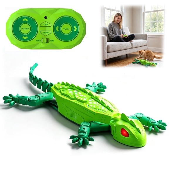 Remote Control Climbing Gecko Cat Toy, Gecko Cat Toy Climbs Walls, Interactive Pet Toy for Cats (Green)