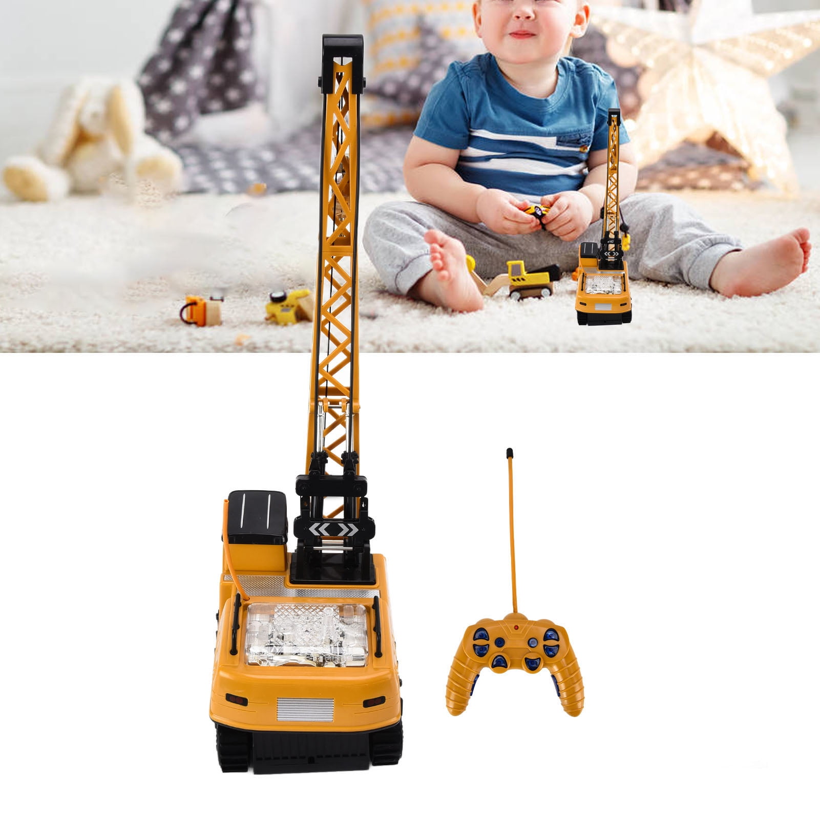 Remote Control Crane Toy, Plastic Truck Crawler Tower Crane Flexible 12