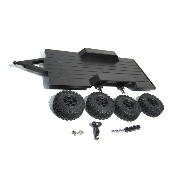 Remote Control Crawlers Car Trailer Assembly Set for 1/18 Model Offroads Car with Flexible Tow Part and Rubber Wheels