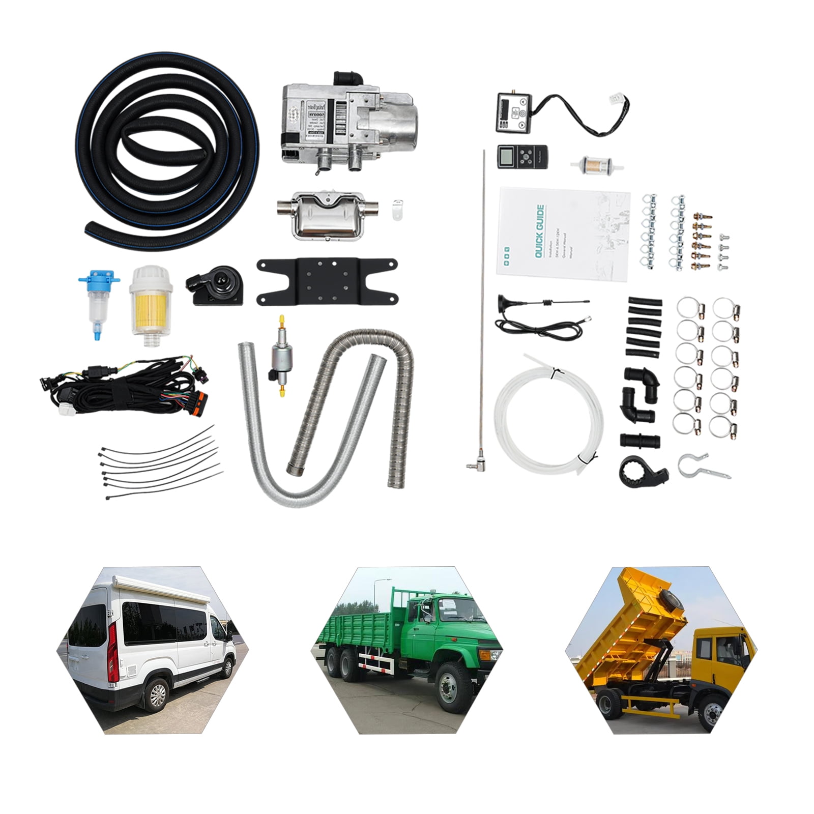 Remote Control Diesel Water Heater 5KW 12V For Van Boat Trucks Camper Trailer RV 12V Remote Control Diesel Water Heater Water Heating Parking Heater Trucks Van Remote Control Diesel Water Heater