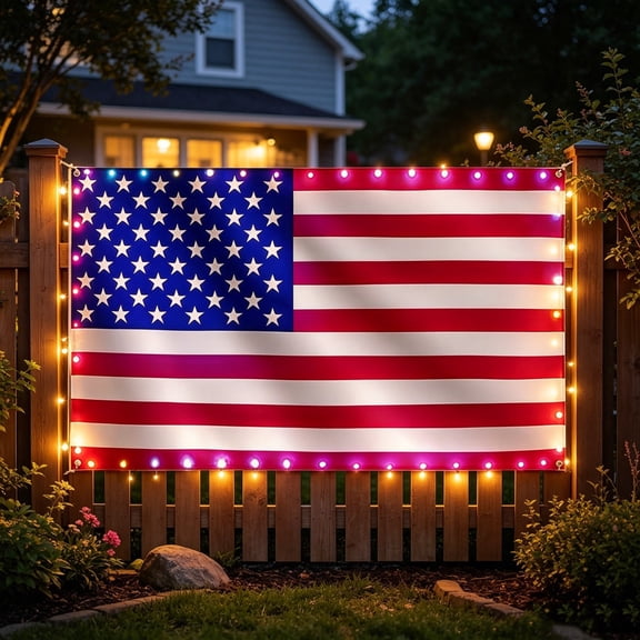 Remote Control Dimmable LED Flag Light, Waterproof Lighted Patriotic Flag, Bright Decor Lamp for 4th of July, Memorial Day, Yard and Indoor Festival Layout