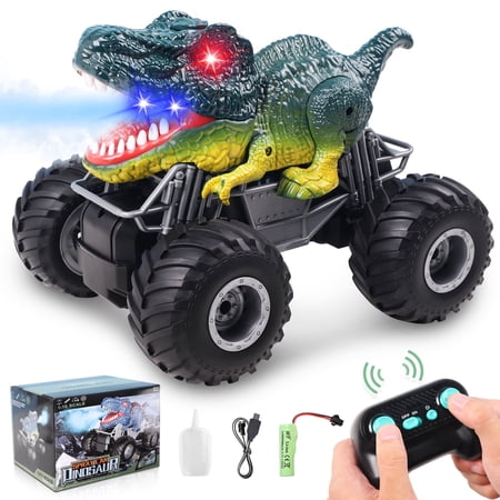 Remote Control Dinosaur Car, 2.4Ghz RC Truck, Electric RC Car Toys with Light & Sound Spray Gift for 3-8 Year Olds Kids