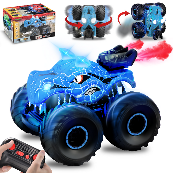 Remote Control Dinosaur Car for Boys Kids 4-7, 2.4Ghz RC Dinosaur Truck Toys for Toddlers, Electric Hobby RC Car Toys with Light & Sound Spray Function for 3 4 5 6 7 8 Year olds Kids Boys Girls