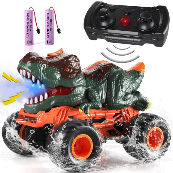 Remote Control Dinosaur Cars Trucks Toys for Kids Boys 3-5 4-7 8-12, 2.4GHz RC Dino Car Toys Gifts for 3 4 5 6 Year Old Boys Kids