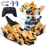 Remote Control Cars, Dinosaur Transform RC Cars, 2.4Ghz Remote Control Car with Light & 360  Rotation One Button Deformation, Dinosaur Transforming Toys, RC Car for 3-6 7-9 Year Old Boys Girls