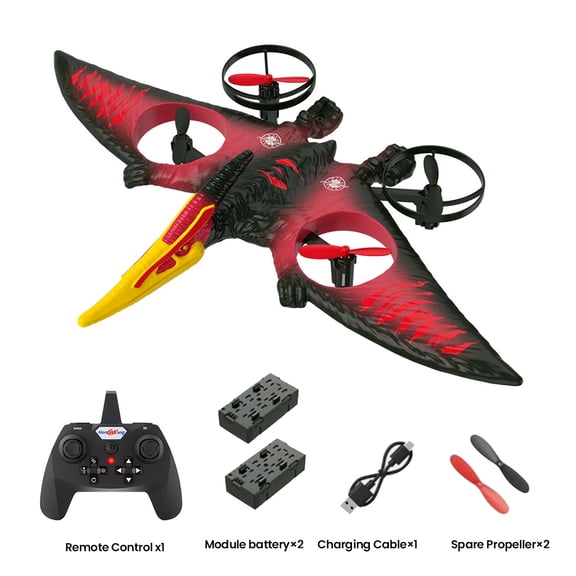 Remote Control Dinosaur Pterosaur RC Plane with Headless Mode, Altitude Hold, Lights for Kids Gifts(Red)