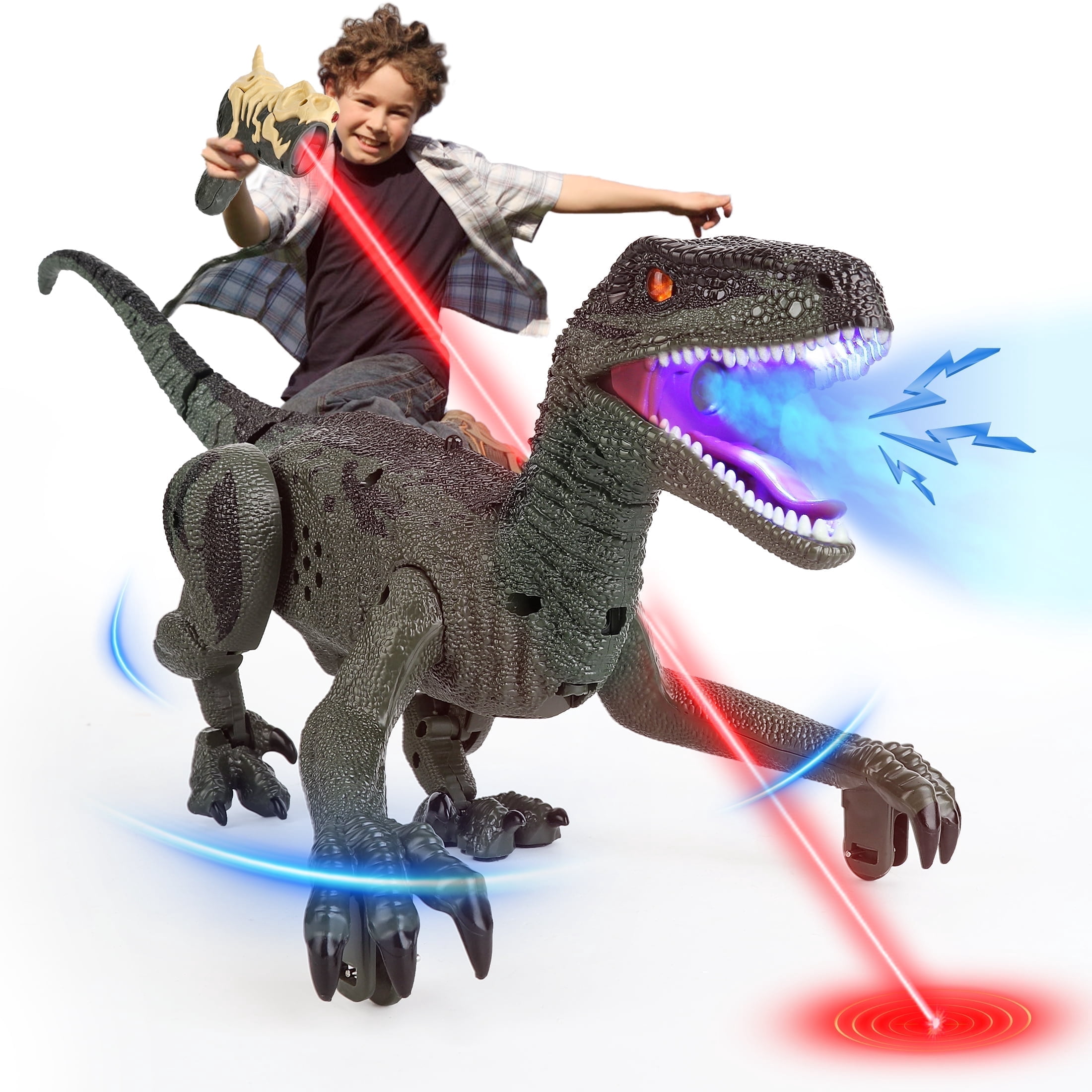 Remote Control Dinosaur, Realistic Dinosaur Toys for Kids 3-6, Rechargeable Walking Robot Dinosaur Jurassic Toys, 2.4GHZ RC Dinosaur Toys with Sound & Spray for Christmas Boys Girls 3+