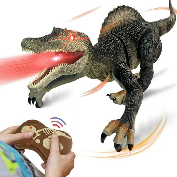 Remote Control Dinosaur Robot - Realistic Walking,Roaring,and Spraying Spinosaurus Toys - Light up and Shaking Head and Tail Robot Dinosaur for Kids Ages 3+