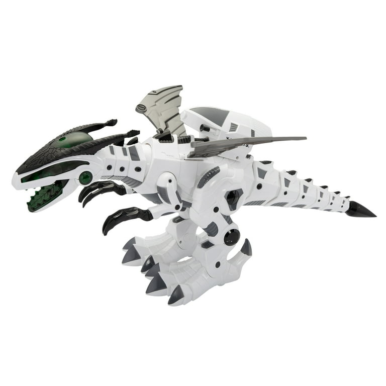 Remote Control Dinosaur Toy Intelligent Dinosaur Robot with Spray Mist and Battle Mode for Toddler 3 10 Year Old Grey White
