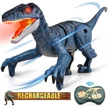 Remote Control Dinosaur Toy for Kids, 2.4G Electronic Educational Simulation Velociraptor with 3D Eye Shaking Head, LED Light Up &Roaring Sounds, RC Dino Toys for 3 4 5 6 7 8-12 Year Old Boys Girls